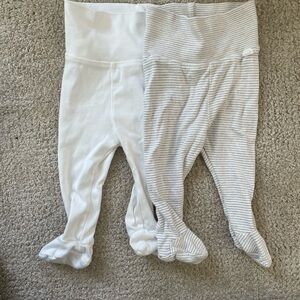 H&M White and Striped Baby Footed Pants
